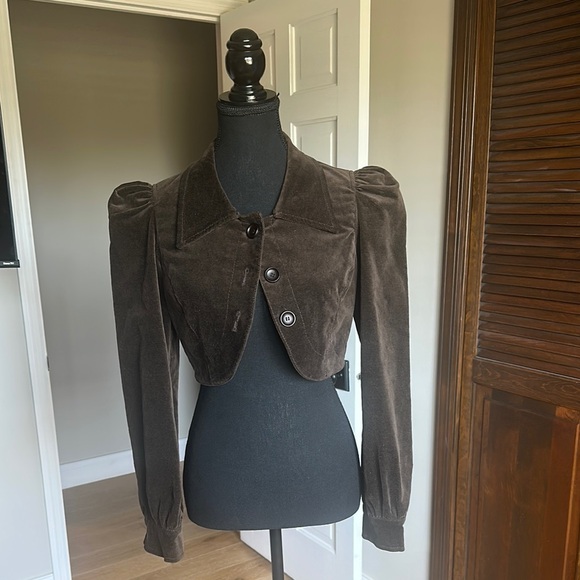 Zara Jackets & Blazers - Zara Chocolate Velvet Cropped Blazer
